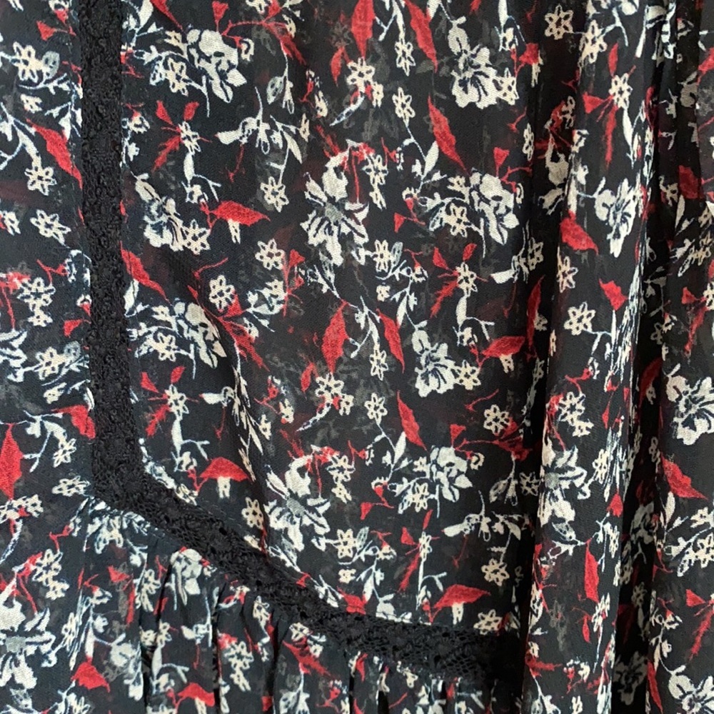 NWT Zara Sheer Floral Lace Peasant Babydoll Top S - Picture 6 of 7